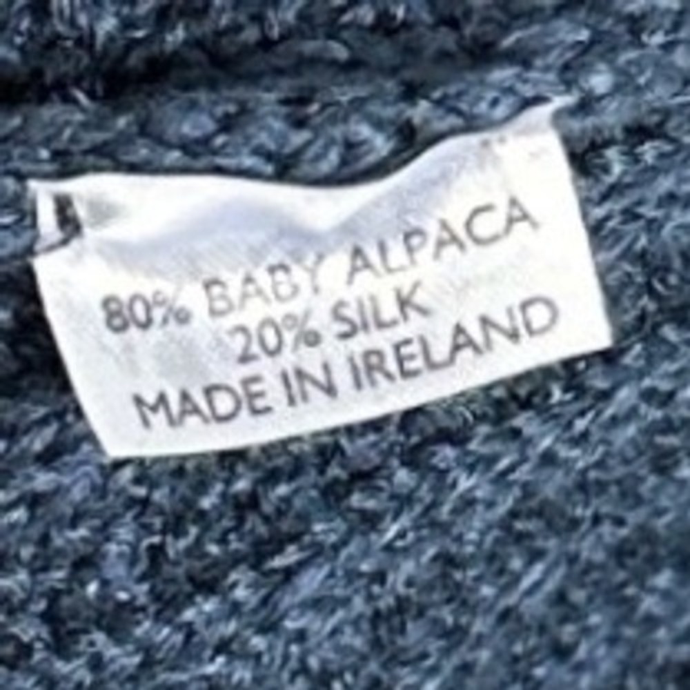 Inis Meain 90% Linen 10% Silk Blue Chevron Cable Knit Sweater Men Size Small NEW - Picture 4 of 16